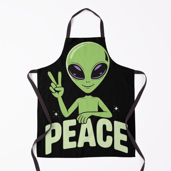 Item preview, Friendly Lime-Green Alien Peace Sign – Cosmic Vector Art with Glowing Text designed and sold by ARTReMi.