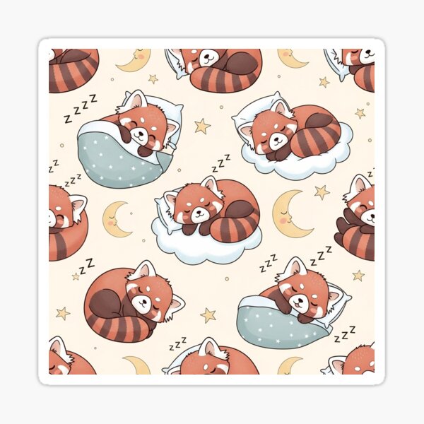 Vista previa del artículo con la obra «Pandas rojos durmiendo por la noche», diseñado y vendido por MythicPrompts.