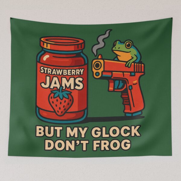 Item preview, Strawberry Jams, Glock, and Frog – Meme Mashup designed and sold by ShineEyePirate.