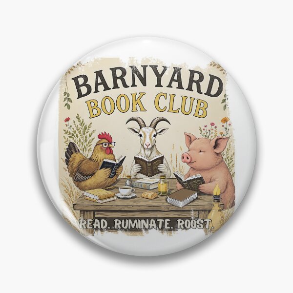 Item preview, Barnyard Book Club – “Read. Ruminate. Roost.” / Whimsical Cottagecore Animal Reading Art designed and sold by TestudoDesign.
