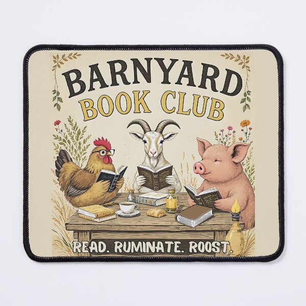 Item preview, Barnyard Book Club – “Read. Ruminate. Roost.” / Whimsical Cottagecore Animal Reading Art designed and sold by TestudoDesign.