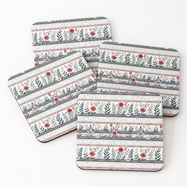 Item preview, black red white stripes and flowers  designed and sold by crealook01.