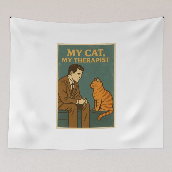 Item preview, My Cat, My Therapist – Vintage Edition designed and sold by ALITOPRINCE.