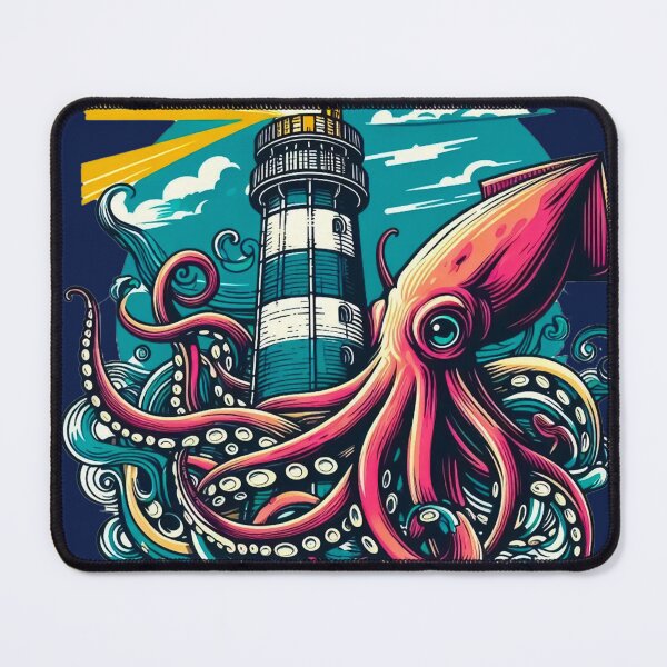 Item preview, Kraken Vs Lighthouse – Battle of the Deep designed and sold by Dopamine Glitch.