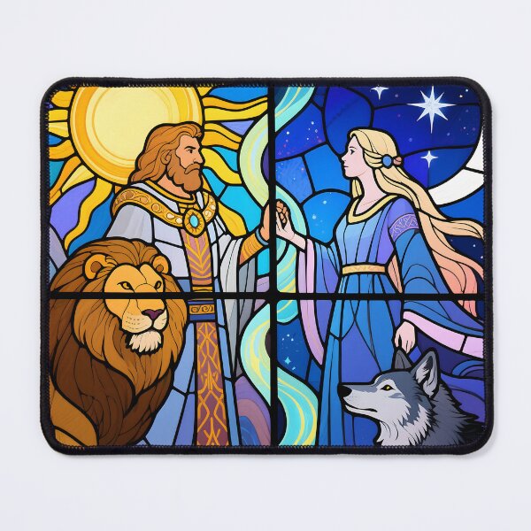 Item preview, Sun and Moon Celestial Duality Stained Glass designed and sold by AetherLightArt.