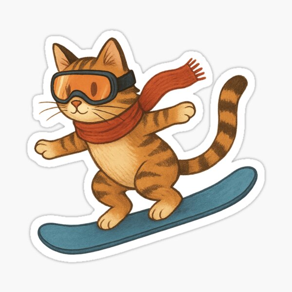 Item preview, Cat Riding a Snowboard designed and sold by fireturtle86.