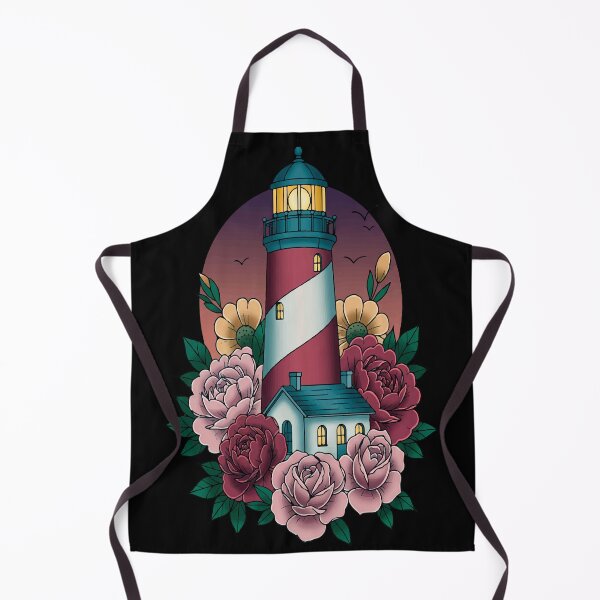 Item preview, Neotraditional Lighthouse Tattoo – Classic Nautical Design with Flowers designed and sold by Ojo de Lilith.