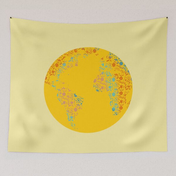 Item preview, Floral Earth Sun With yellow Background  designed and sold by missmann.
