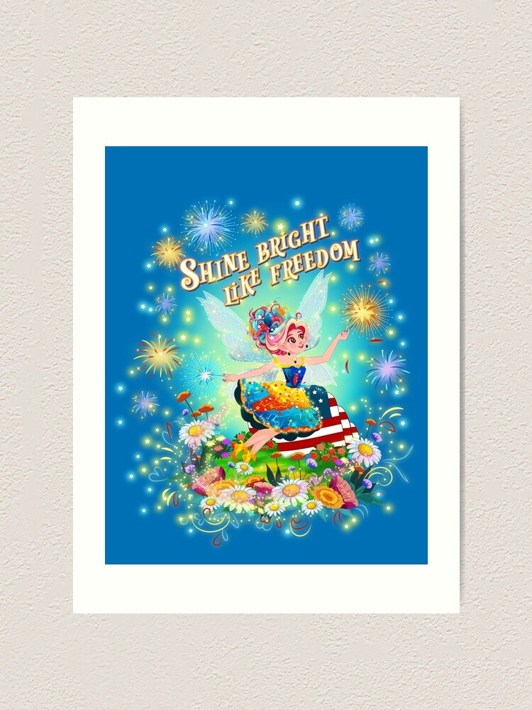 Thumbnail 1 of 3, Art Print, Celebrate Freedom with Sparkles, Fairy Wings, and Courage! designed and sold by FairyBookClub.