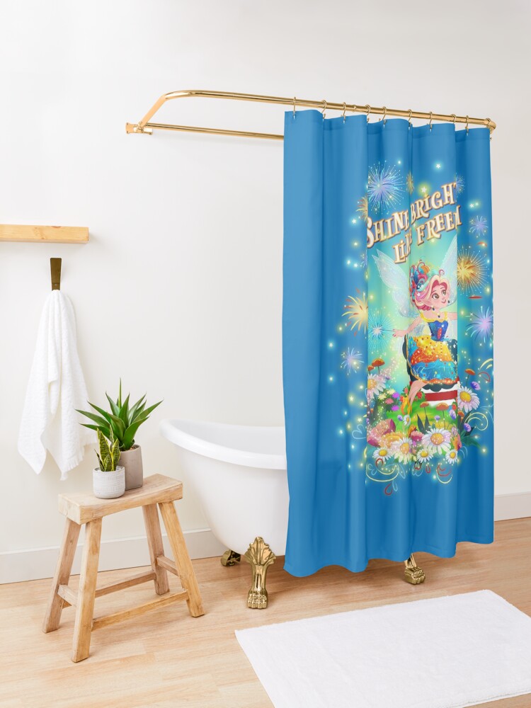 Thumbnail 3 of 5, Shower Curtain, Celebrate Freedom with Sparkles, Fairy Wings, and Courage! designed and sold by FairyBookClub.