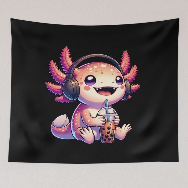 Item preview, Cute Axolotl Listening To Muisc And Drinking Boba. Funny Axolotl And Boba Lover designed and sold by ahmed2751989.