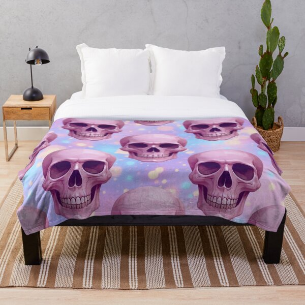 Item preview, ✨ Pink Halo Skulls – Cute & Creepy Pattern ✨ designed and sold by Alquimia Lunar.