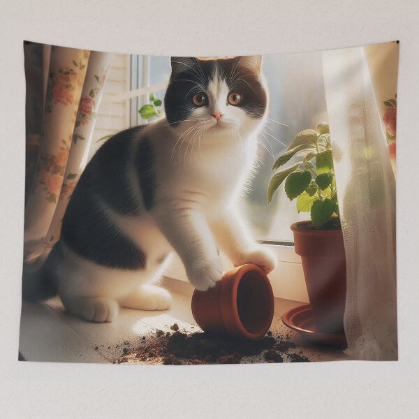 Item preview, Cat Knocks Over Your Plant designed and sold by nikkolaus.