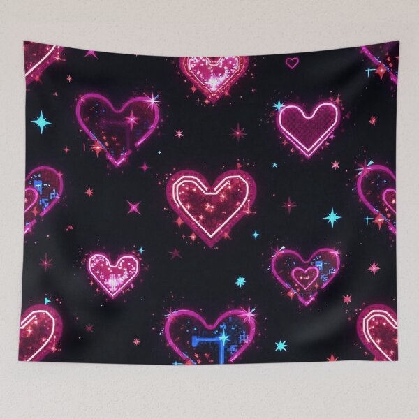 Item preview, ✨ Neon Hearts – Retro Futuristic Love Pattern ✨ designed and sold by Alquimia Lunar.