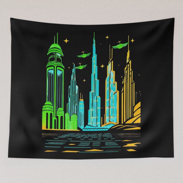 Item preview, Dubai Neon Skyline Collection: Futuristic City Lights designed and sold by Design_Your_Day.