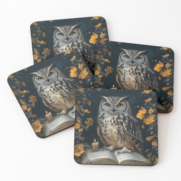Item preview, Wise Owl with Book and Candle – Dark Academia Aesthetic Art designed and sold by IuliiaArtPrints.