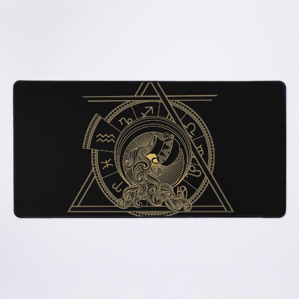 Item preview, Golden Aquarius Zodiac with Astrological Wheel designed and sold by BlackSirenSociety.