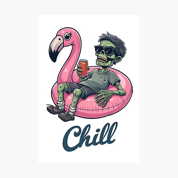 Item preview, Zombie on Flamingo Float - Chill designed and sold by NightTimeJ.