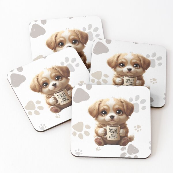 Item preview, "Fur-st Coffee, Then Fetch" – Adorable Pup Design designed and sold by Erin Orstrom's Art.