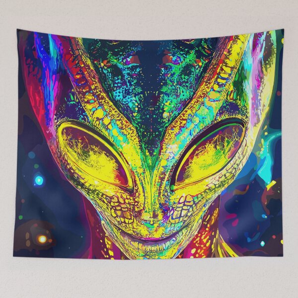 Item preview, Interstellar Soul – Psychedelic Alien Portrait designed and sold by Artbyminga.