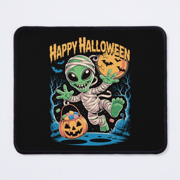 Item preview, Happy Halloween Alien – Cute Green Mummy with Pumpkin Candy Bucket designed and sold by Serbin.