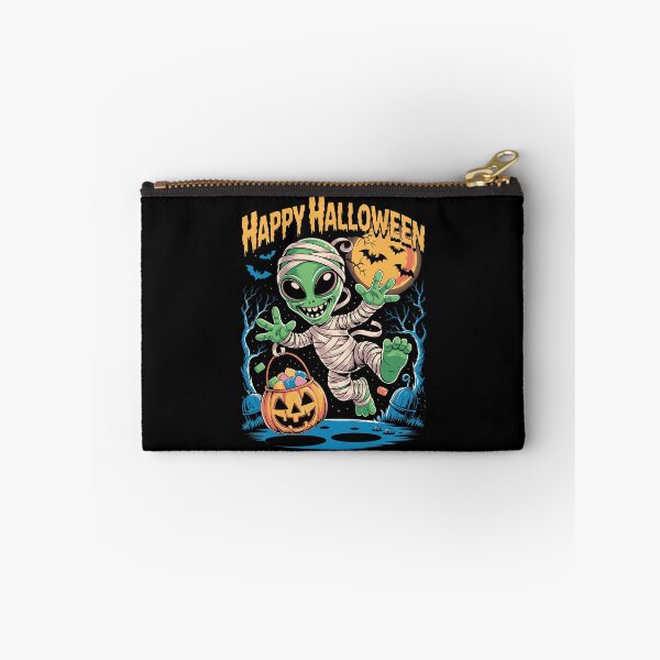 Item preview, Happy Halloween Alien – Cute Green Mummy with Pumpkin Candy Bucket designed and sold by Serbin.