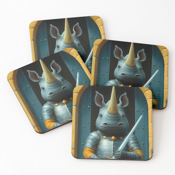 Item preview, Rhino Knight in Armor with a Party Hat Sword designed and sold by Artessie.