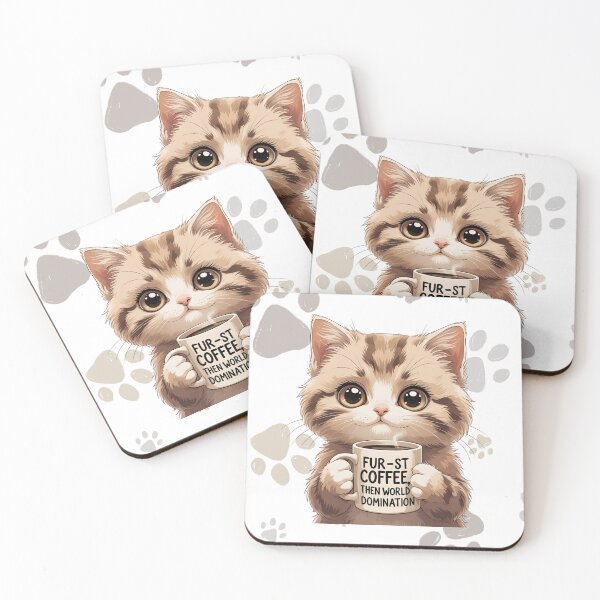 Item preview, "Fur-st Coffee, Then World Domination" – Sassy Kitten Design designed and sold by Erin Orstrom's Art.
