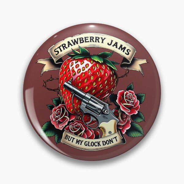 Item preview, Strawberry Jams But My Glock Don’t, Dark Humor Tattoo Style designed and sold by Bliss Find And Design.
