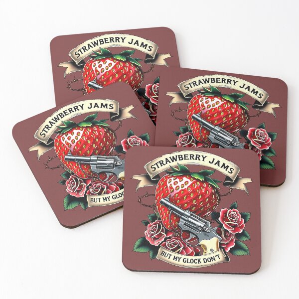Item preview, Strawberry Jams But My Glock Don’t, Dark Humor Tattoo Style designed and sold by Bliss Find And Design.