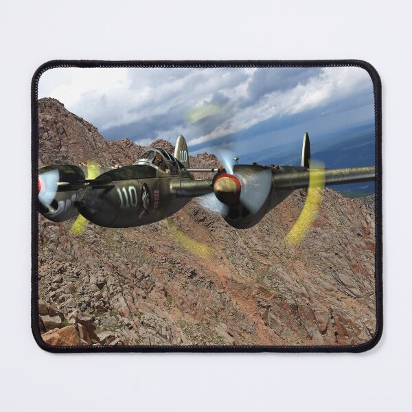 Item preview, Classic P38 Lightning Poster – Low-Flying Aircraft over Majestic Mountains designed and sold by BOBCOOK972001.