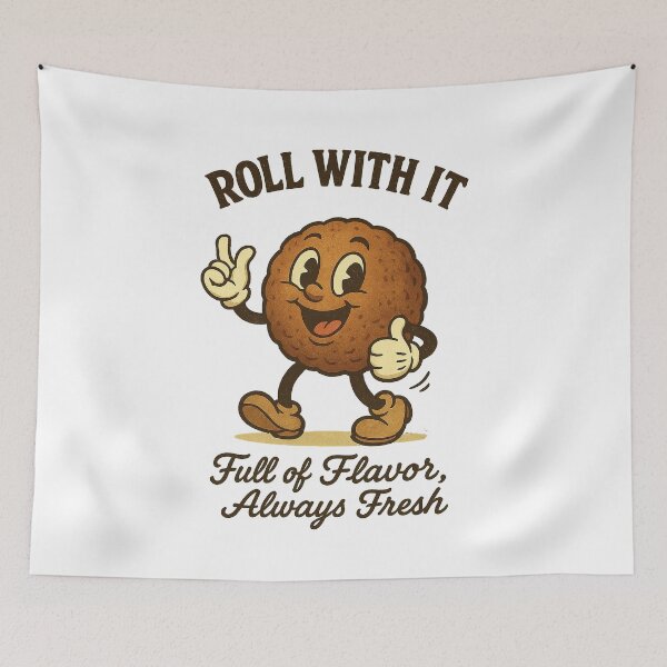 Item preview, Roll With It – Retro Meatball Cartoon Full of Flavor designed and sold by HoopeStylee.