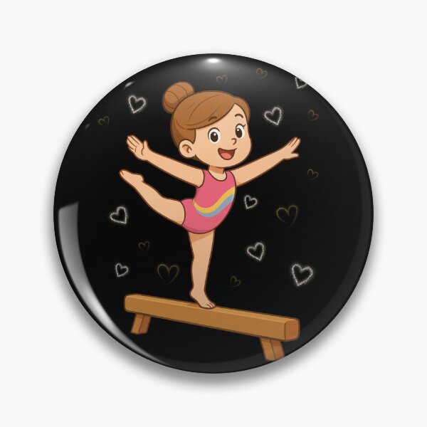 Item preview, Gymnastics – Cute Cartoon Illustration – Shannon on Beam with Sparkly Hearts designed and sold by ContraryAndCo.
