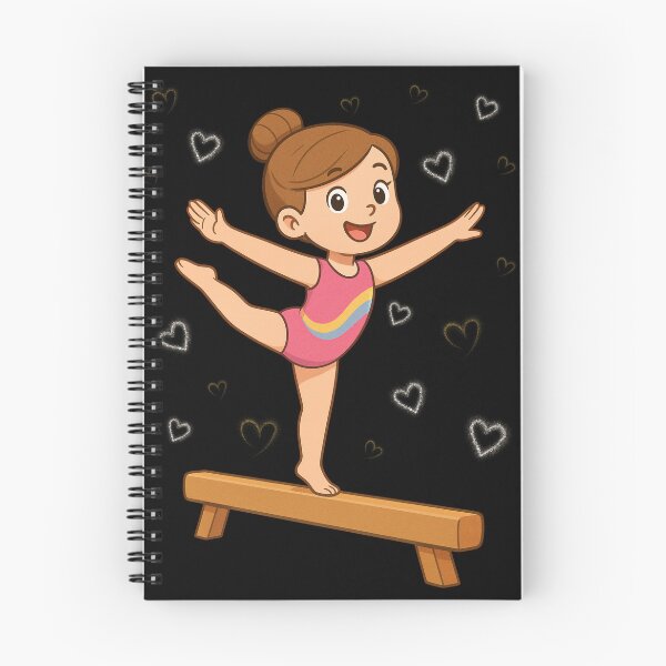 Item preview, Gymnastics – Cute Cartoon Illustration – Shannon on Beam with Sparkly Hearts designed and sold by ContraryAndCo.