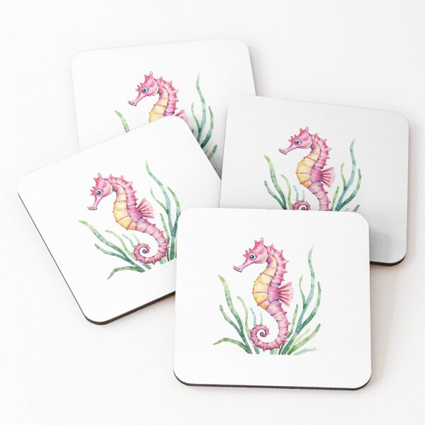 Item preview, Whimsical Pink Seahorse | Beachcore Ocean Art Print designed and sold by Christies  Creations.