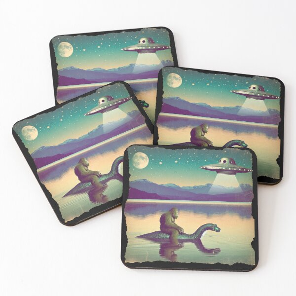 Item preview, Funny UFO Bigfoot Riding Loch Ness Monster. Bigfoot And UFO designed and sold by ahmed2751989.
