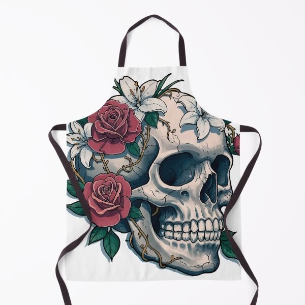 Item preview, Neotraditional Skull Tattoo – Floral Skull with Roses and Lilies designed and sold by Ojo de Lilith.