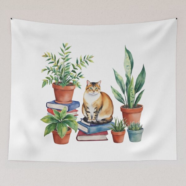 Item preview, Cat, Potted plants, books designed and sold by Christies  Creations.