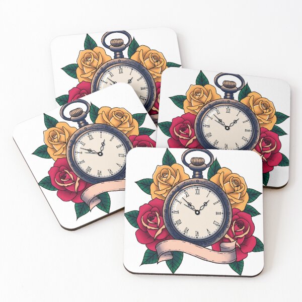 Item preview, Neotraditional Pocket Watch Tattoo – Antique Timepiece with Roses designed and sold by Ojo de Lilith.
