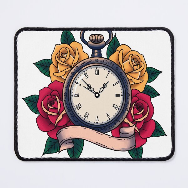 Item preview, Neotraditional Pocket Watch Tattoo – Antique Timepiece with Roses designed and sold by  Ojo de Lilith.
