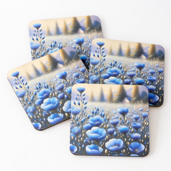 Item preview, Blue Flax Field – Endless Waves of Delicate Blue Blooms designed and sold by EmeraldeaArt.