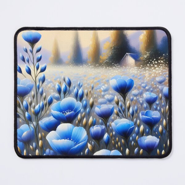 Item preview, Blue Flax Field – Endless Waves of Delicate Blue Blooms designed and sold by EmeraldeaArt.