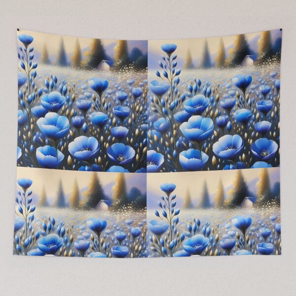 Item preview, Blue Flax Field – Endless Waves of Delicate Blue Blooms designed and sold by EmeraldeaArt.