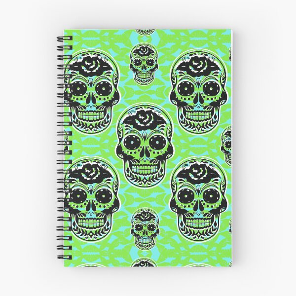 Aperçu de l'œuvre Motif imprimé crânes en sucre et baisers fluo – Pop Art du Jour des Morts créée et vendue par Code4Designs.
