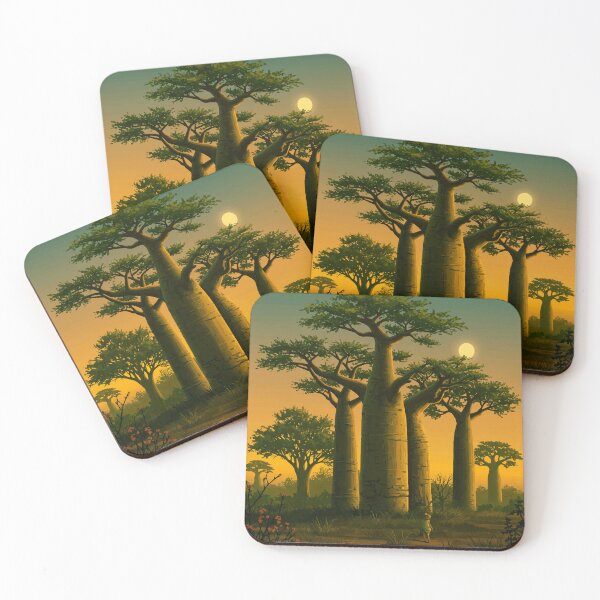Item preview, Majestic Baobab Trees Illustration – Beautiful Sunset Botanical Art designed and sold by  Ojo de Lilith.
