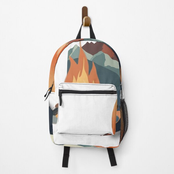 Item preview, Fireside Serenity – Woman at Campfire with Mountain Sunset designed and sold by RoadNesters.