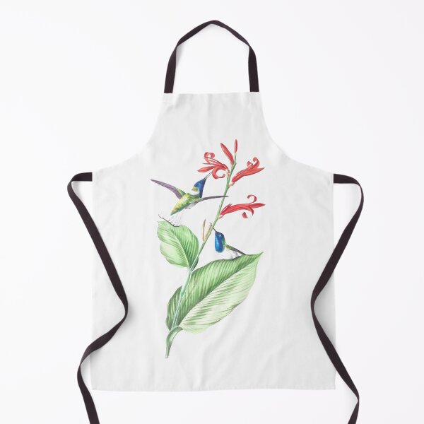 Item preview, Vintage botanical painting with blue throated hummingbirds and red flowers designed and sold by Christies Creations.