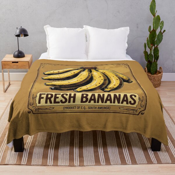 Item preview, Vintage Banana Crate Label with Yellow Fresh Bananas Artwork designed and sold by Rue Market.