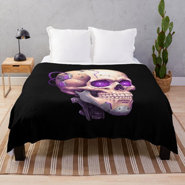 Item preview, Futuristic biomechanical skull with purple energy designed and sold by TheSkullRoom.