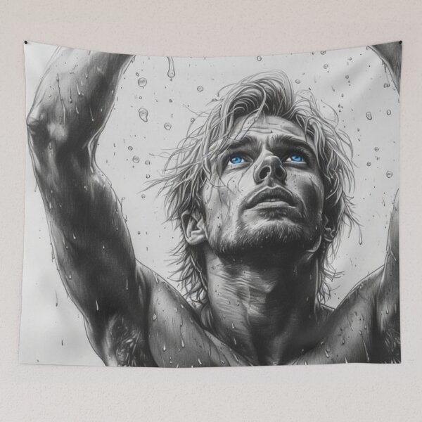 Item preview, He Worships Her Reign - Brooding Masculine Sketch designed and sold by DEZZYDCREATES.